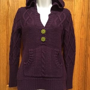 Ruff Hewn hooded v-neck long sleeve Royal Purple sweater